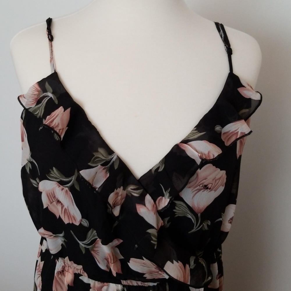 Black floral print dress